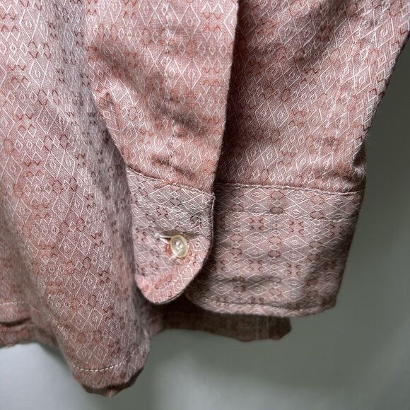 Bassetti Button Up Italian Dress Shirt Mens Size 39 15.5 Medium Red Geometric LS - Picture 4 of 8